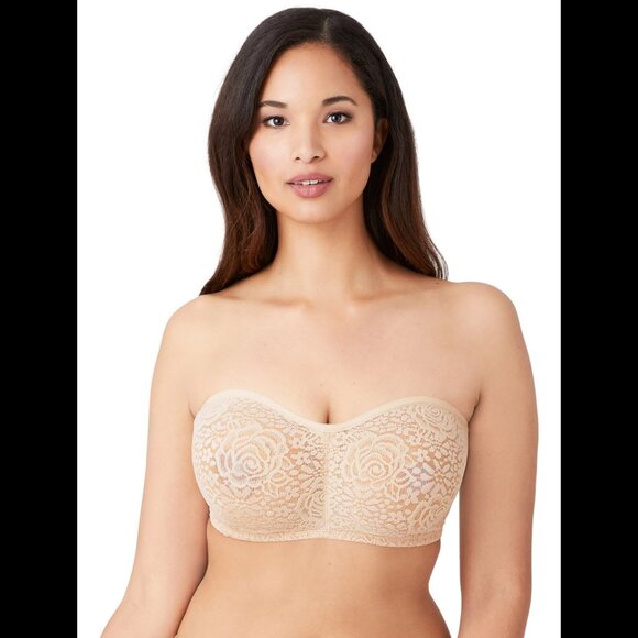 Wacoal Halo Lace Strapless Underwire Bra Nude Sand Size 36DD - Picture 2 of 11